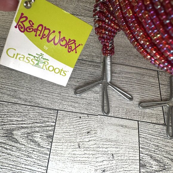 NWT BeadWorx Grass Roots Wired Colored Glass 13" Beaded Peacock Figurine - Picture 10 of 10